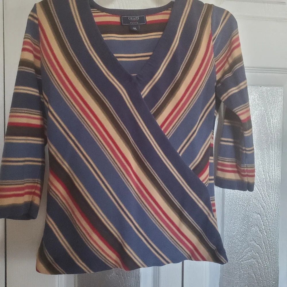 Chaps Striped Top Size PM - Picture 5 of 6
